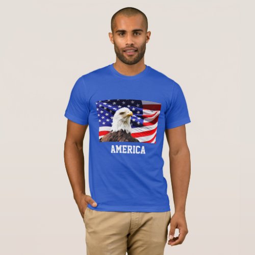 American Flag and Bald Eagle T_Shirt