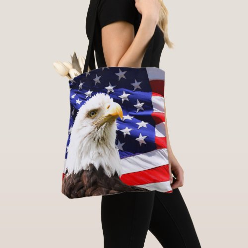 American Flag and Bald Eagle Tote Bag