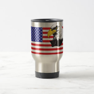 American Flag and Bald Eagle Travel Mug