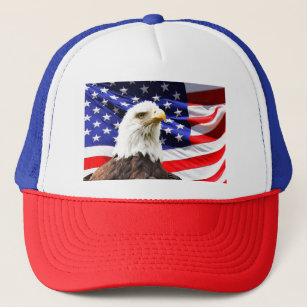 American Flag and Bald Eagle Trucker Hat