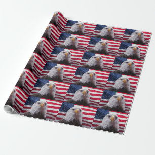 American flag and bald eagle wrapping paper