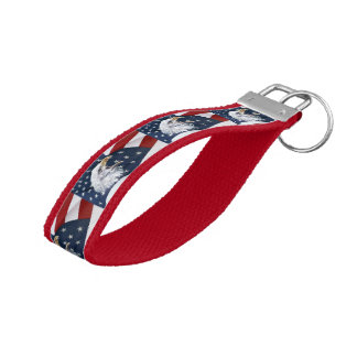 American flag and bald eagle wrist keychain