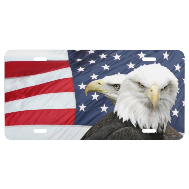 American flag and bald eagles license plate (Front)