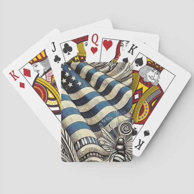 American Flag and Bee Poker Cards (Back)