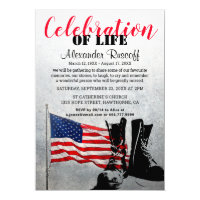 American Flag and Boots Celebration of Life Invitation