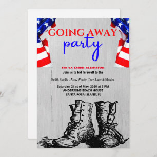 American Flag and Boots Going Away Party Military Invitation
