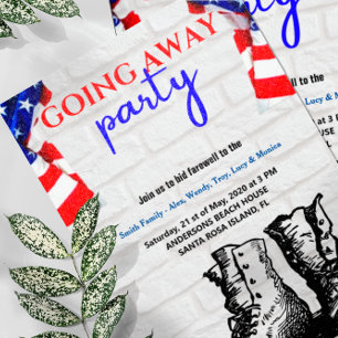 American Flag and Boots Going Away Party Military Invitation