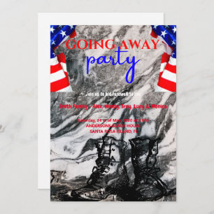 American Flag and Boots Going Away Party Military Invitation