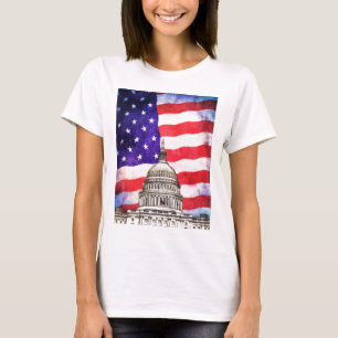 American Flag And Capitol Building T-Shirt