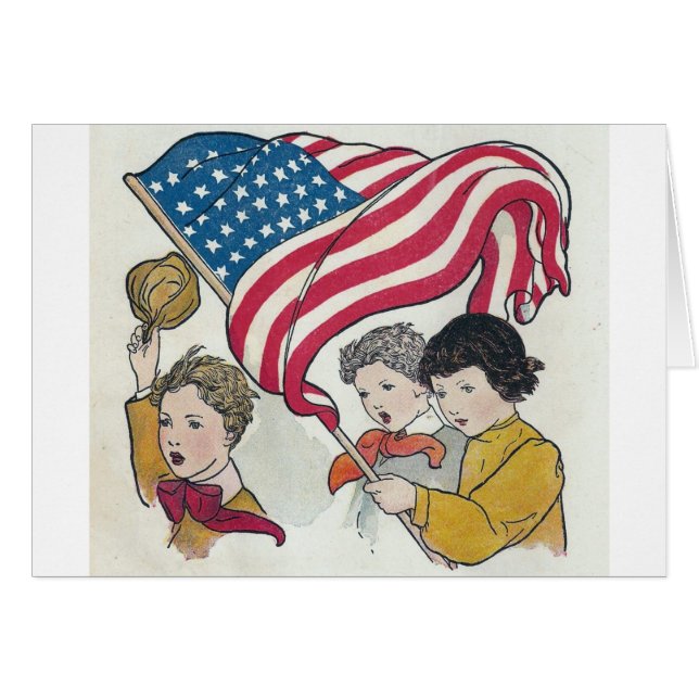 American Flag and Children Cards (Front Horizontal)