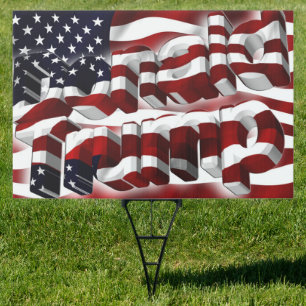 American Flag and Donald Trump Sign