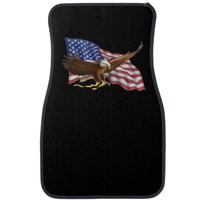 American Flag and Eagle Black Car and Truck Mats (Front)
