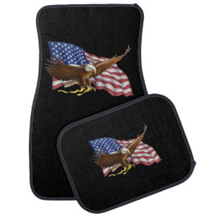 American Flag and Eagle Black Car Floor Mat