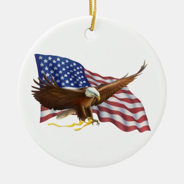 American Flag and Eagle Ceramic Ornament (Front)