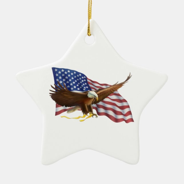 American Flag and Eagle Ceramic Ornament (Front)