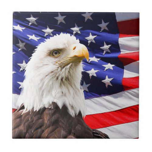 American Flag and Eagle Ceramic Tile