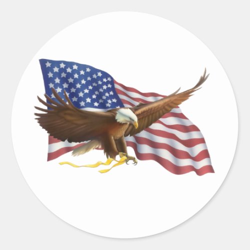 American Flag and Eagle Classic Round Sticker