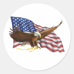 American Flag and Eagle Classic Round Sticker