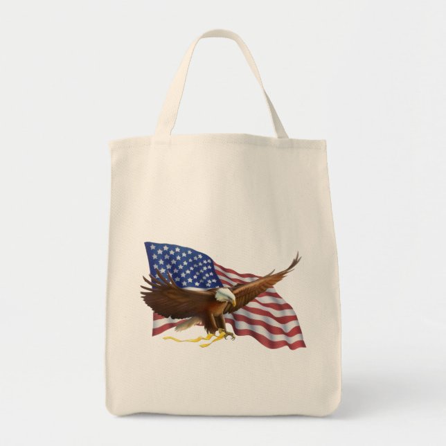 American Flag and Eagle Double Side Tote Bag (Front)