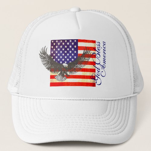 American flag and eagle god bless america hat