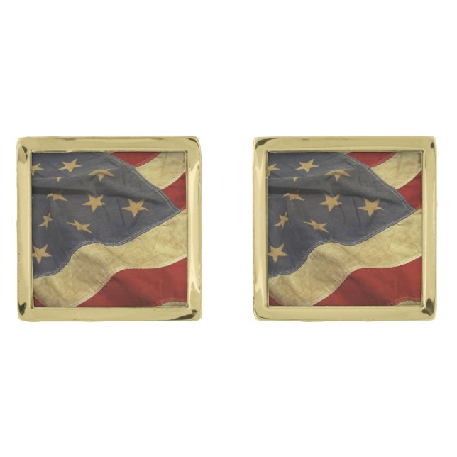 American Flag and Eagle Gold Cufflinks (Front)
