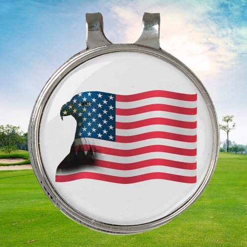American Flag and Eagle Golf Hat Clip