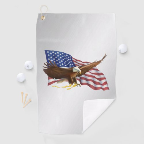 American Flag and Eagle Golf Towel