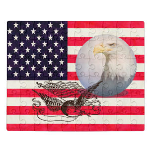 American Flag And Eagle Jigsaw Puzzle