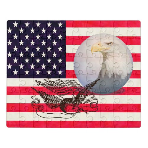 American Flag And Eagle Jigsaw Puzzle