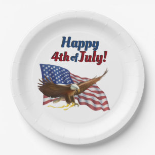 American Flag and Eagle July 4th Paper Plates