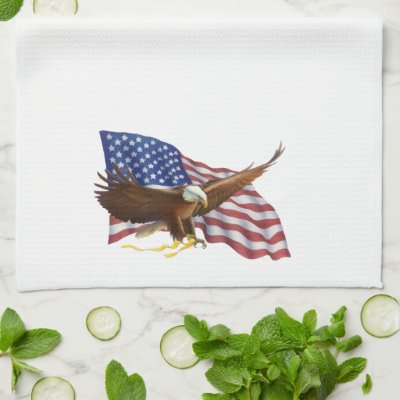 American Flag and Eagle Kitchen Towel