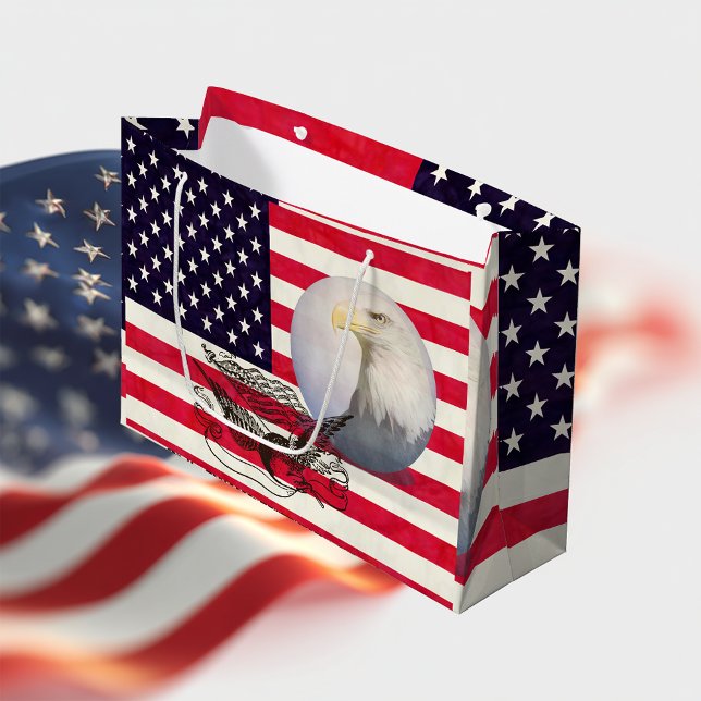 American Flag And Eagle Large Gift Bag (Creator Uploaded)