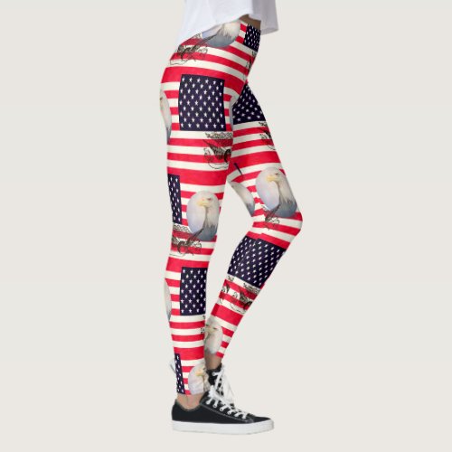 American Flag And Eagle Leggings