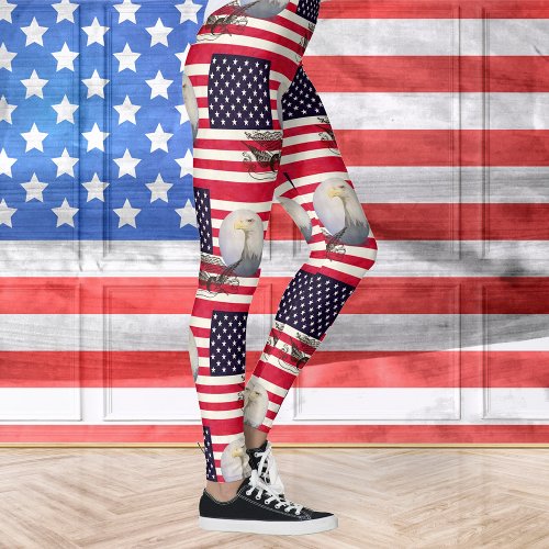 American Flag And Eagle Leggings