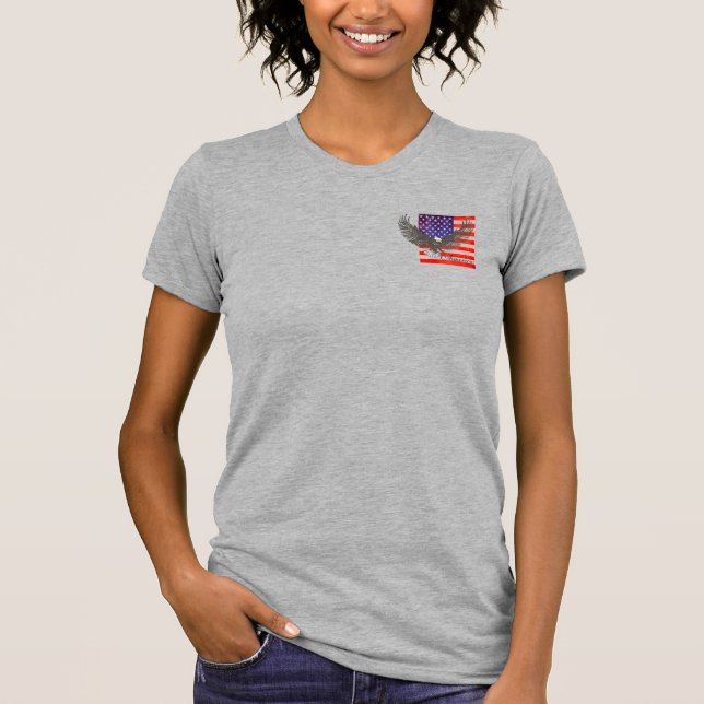 American flag and eagle line art ladies t-shirt (Front)