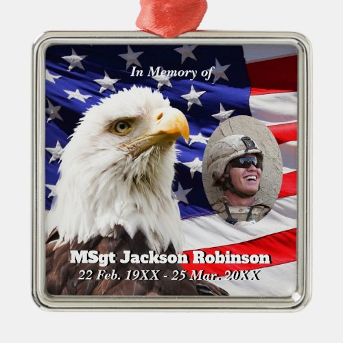  American Flag and Eagle  Metal Ornament