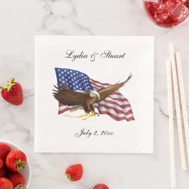 American Flag and Eagle Paper Dinner Napkins (Insitu)