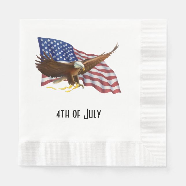 American Flag and Eagle Paper Napkins (Front)