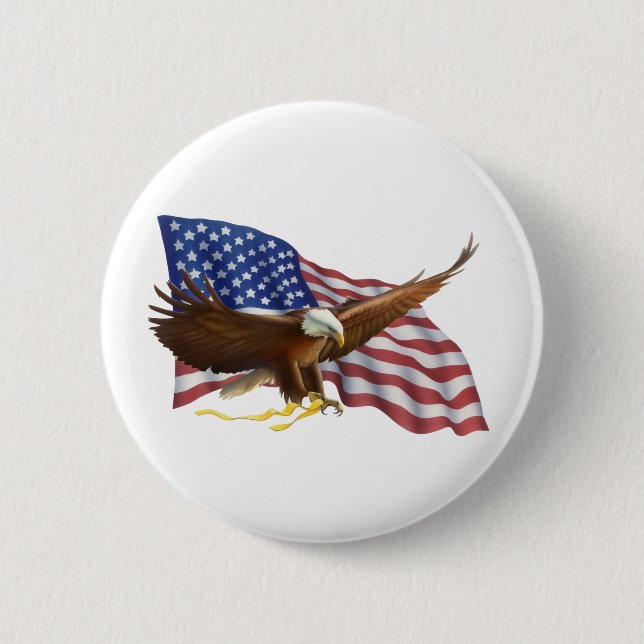 American Flag and Eagle Pinback Button (Front)