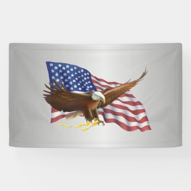 American Flag and Eagle Silver Banner (Horizontal)