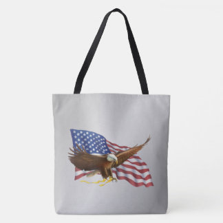 American Flag and Eagle Silver Tote Bag