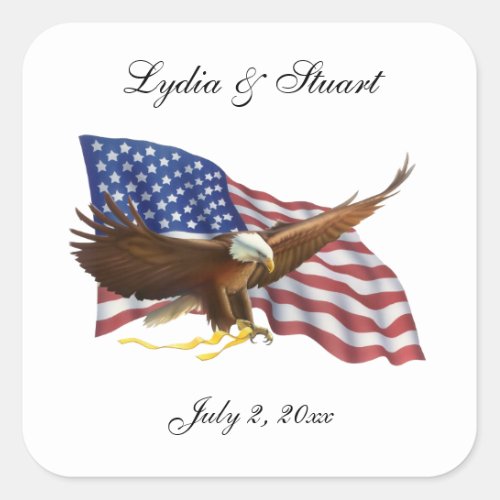 American Flag and Eagle  Square Sticker
