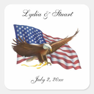American Flag and Eagle Square Sticker