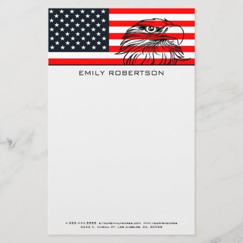 American Flag And Eagle Stationery