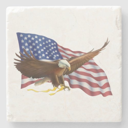 American Flag and Eagle Stone Coaster