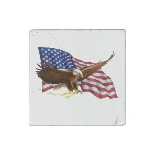 American Flag and Eagle Stone Magnet