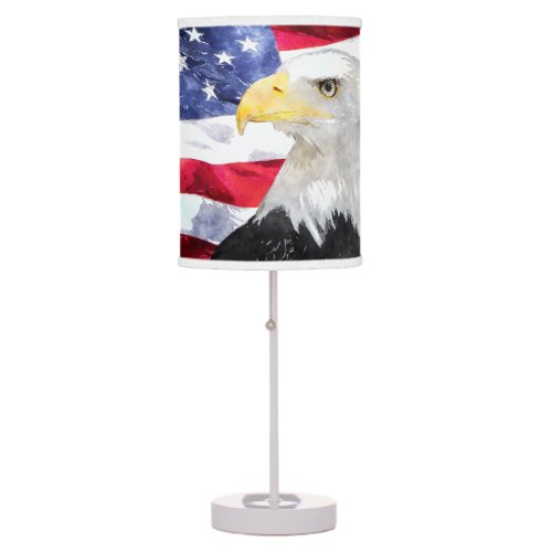 AMERICAN FLAG AND EAGLE TABLE LAMP