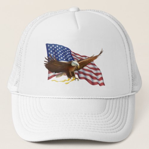 American Flag and Eagle Trucker Hat