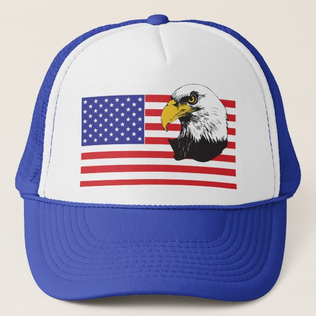 American Flag and Eagle Trucker Hat (Front)