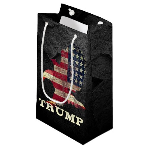 American Flag and Eagle Trump On Black Rock  Small Gift Bag